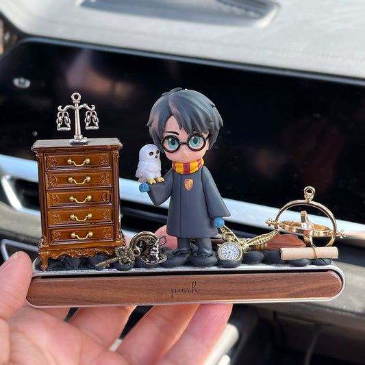 Harry Potter Hermione dashboard ornament with hidden magnetic parking number and gift box