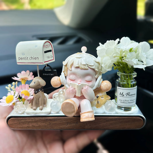 Girl Figurine with Flower Dashboard Ornament