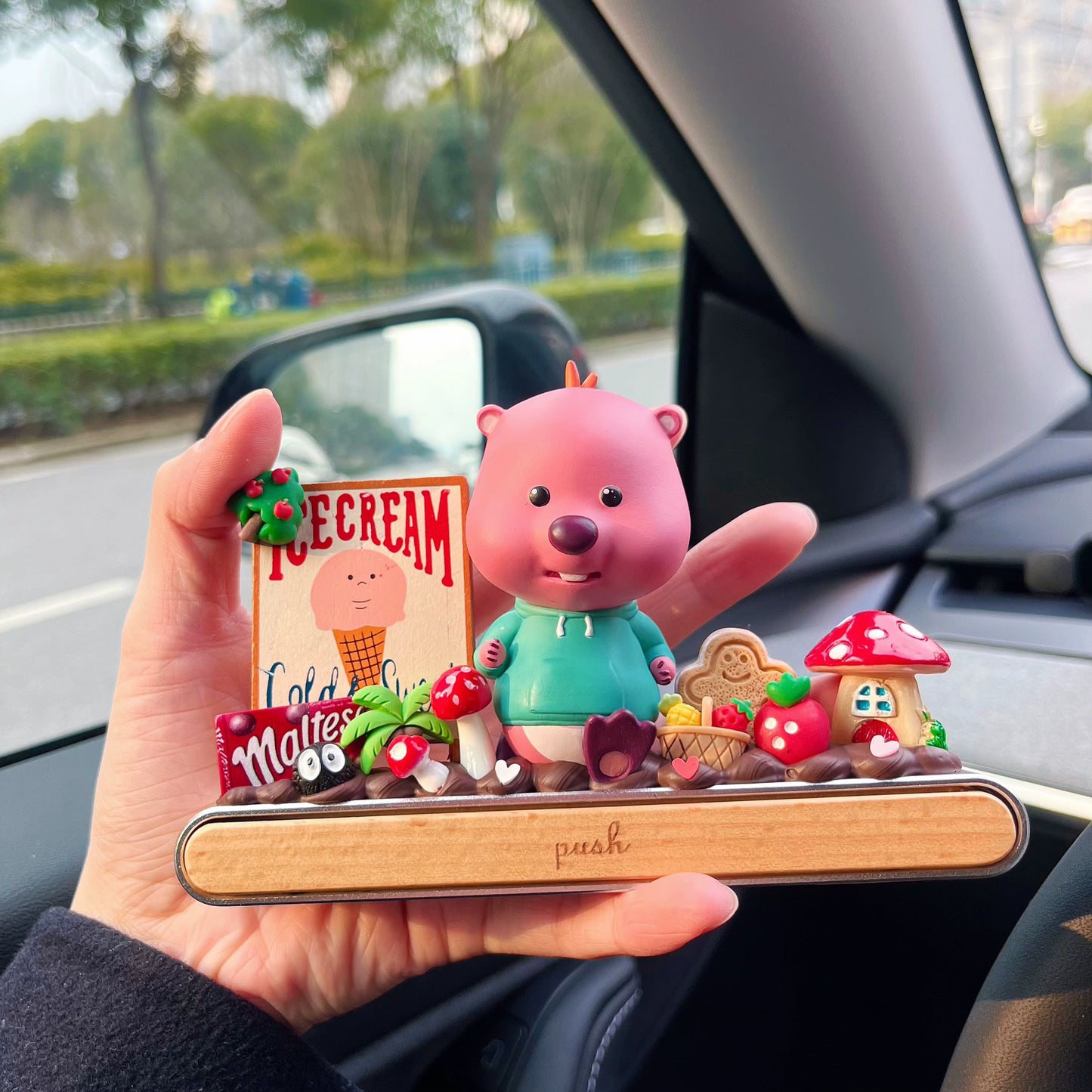 Pink Bear Ice Cream Dashboard Ornament