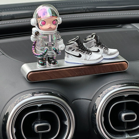 dashboard figure girl with red parka and sneaker display for car interior decoration