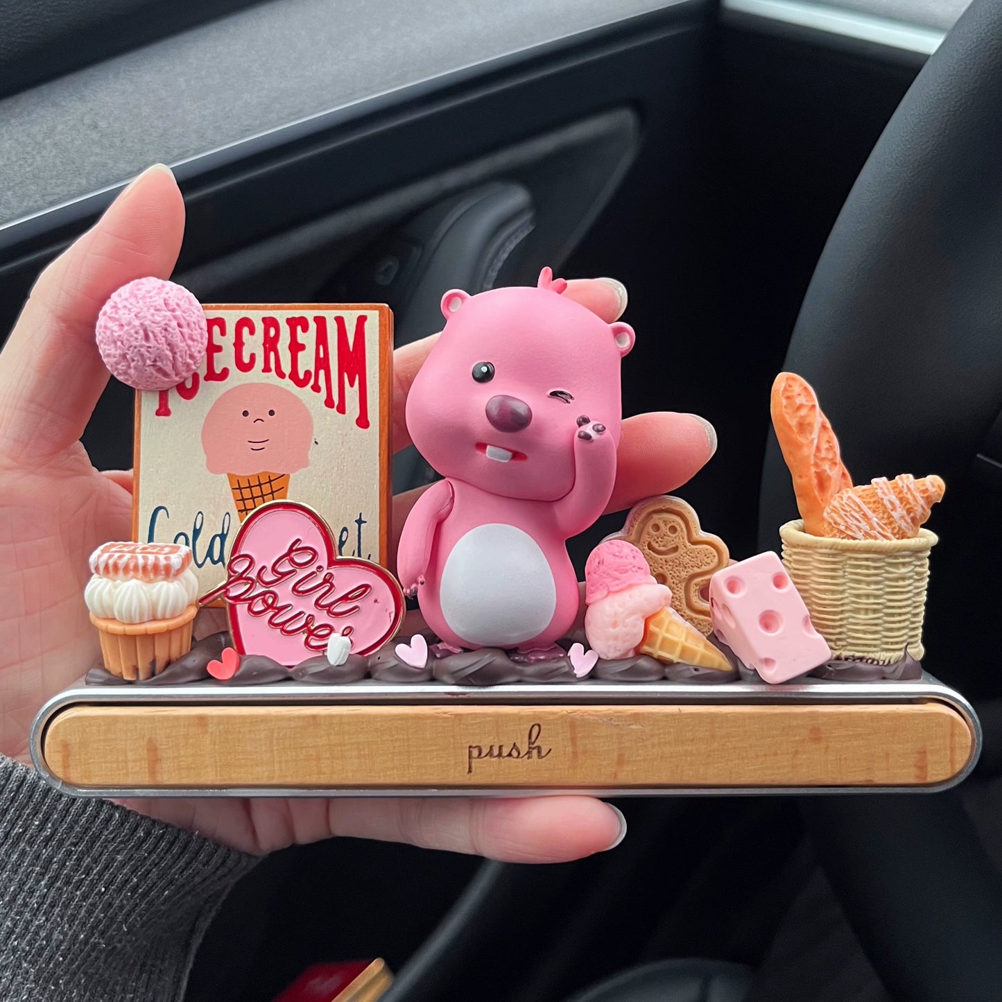 Pink Bear Ice Cream Dashboard Ornament