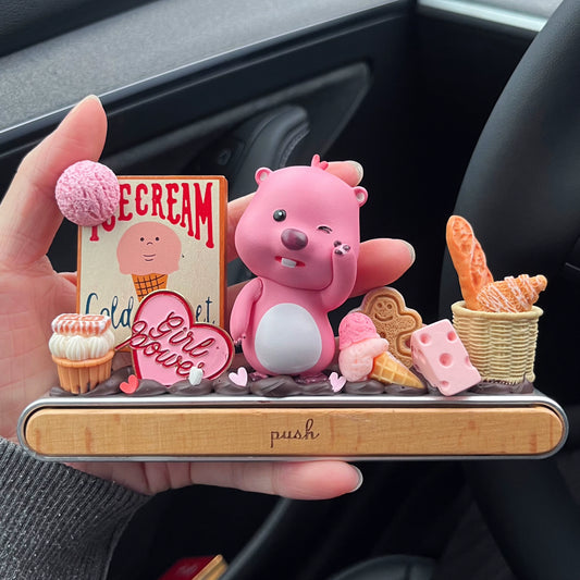 Pink Bear Ice Cream Dashboard Ornament