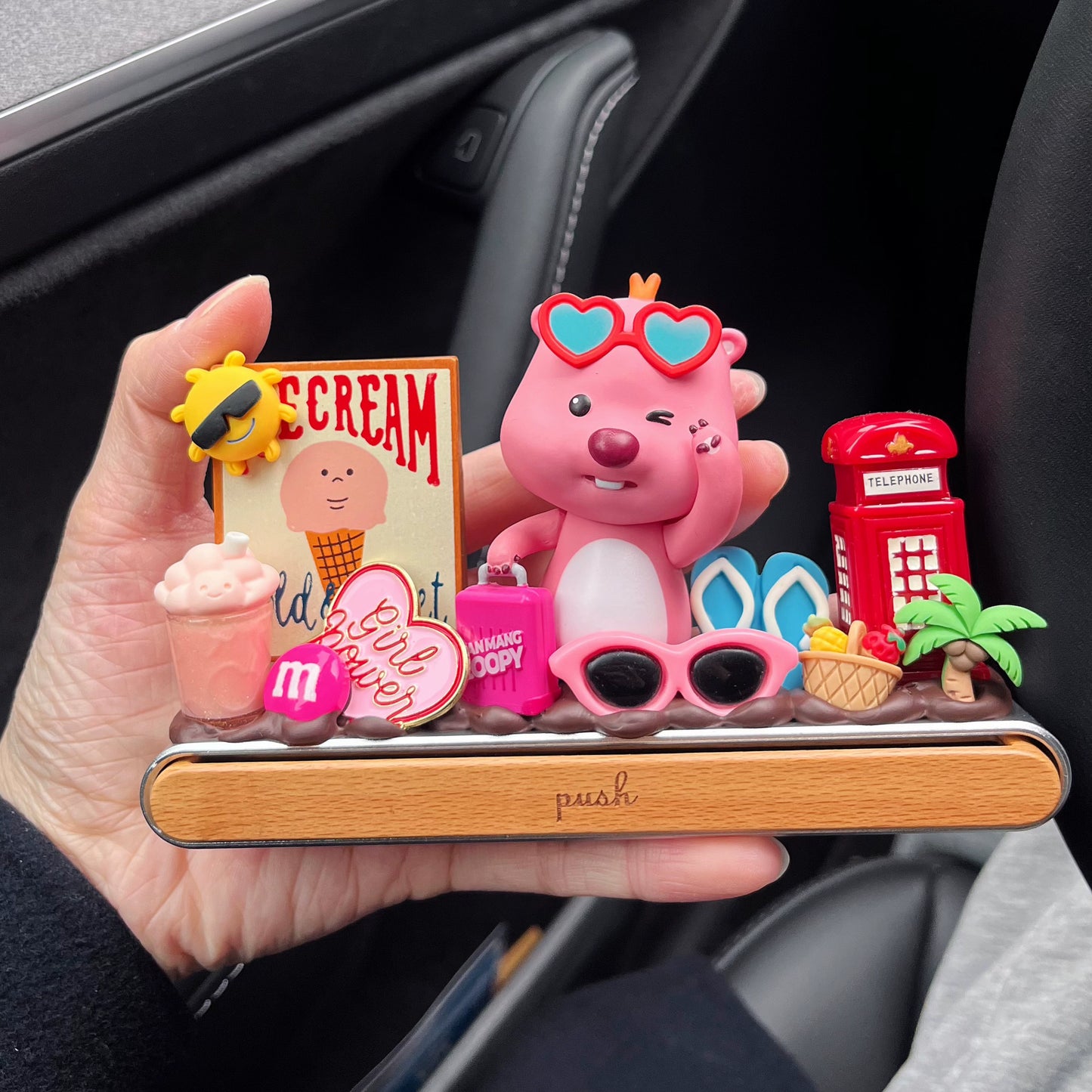 Pink Bear Ice Cream Dashboard Ornament