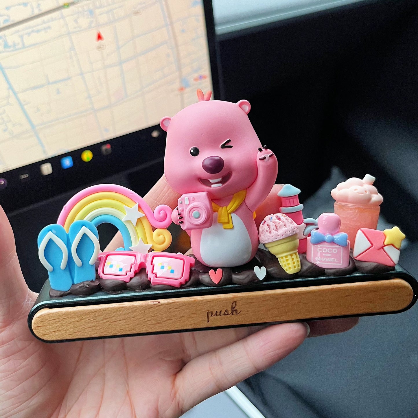 Pink Bear Ice Cream Dashboard Ornament