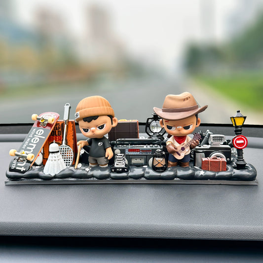 Lavubu™ Retro Bar Set – Limited Edition Dashboard Figurine with Two Kubo Boys and Mini Props